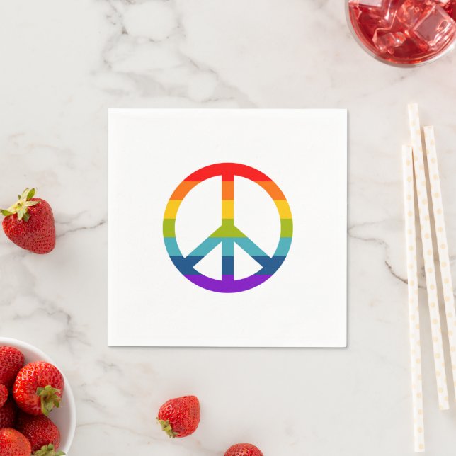 Rainbow Peace Sign Napkin (Insitu)