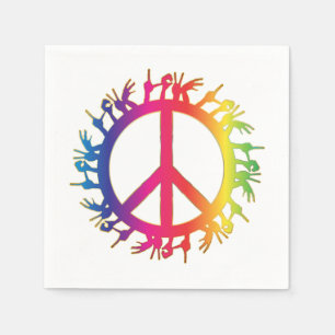 Rainbow Peace Sign Napkins sixties hippie party