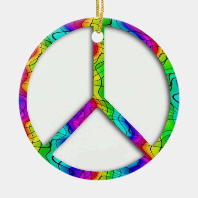 Rainbow Peace Sign Ornament (Front)