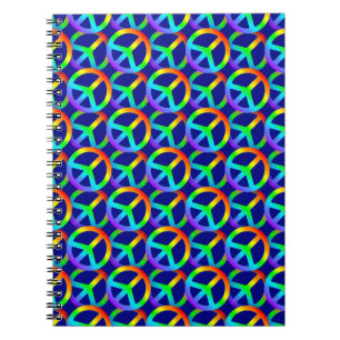 Rainbow Peace Sign Pattern Spiral Notebook