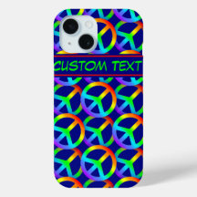 Rainbow Peace Sign Phone Case with Custom Text
