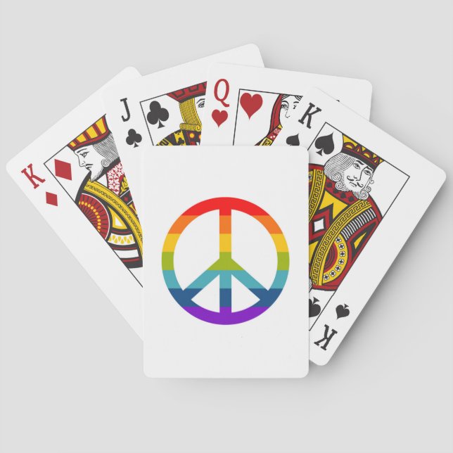 Rainbow Peace Sign Playing Cards (Back)