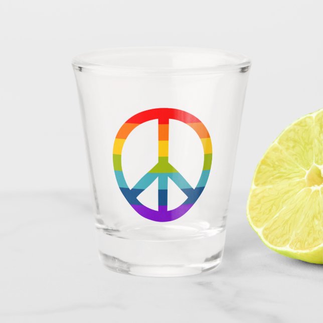 Rainbow Peace Sign Shot Glass (Front)