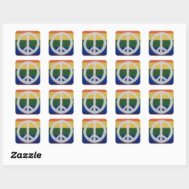 Rainbow Peace Sign Square Sticker (Sheet)