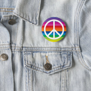 Rainbow Peace Sign Stripes 6 Cm Round Badge