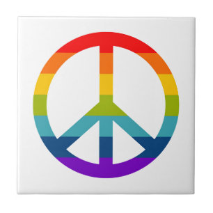 Rainbow Peace Sign Tile