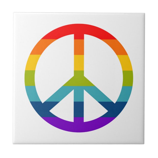 Rainbow Peace Sign Tile (Front)