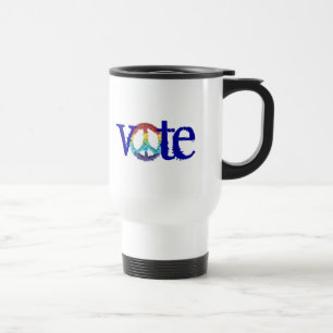 Rainbow peace sign vote mug