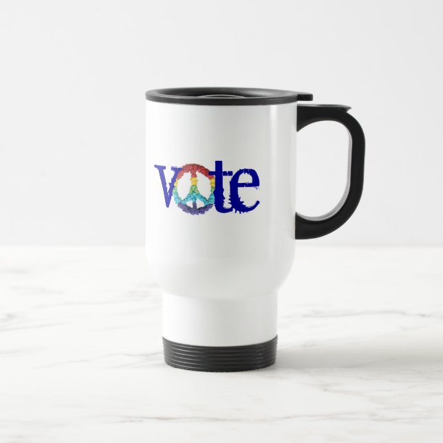 Rainbow peace sign vote mug (Right)