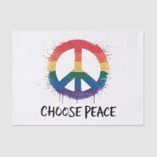 Rainbow Peace Sign with "Choose Peace" Text Tissue Paper