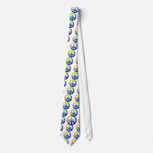 Rainbow Peace Sign with Merry Christmas! Tie