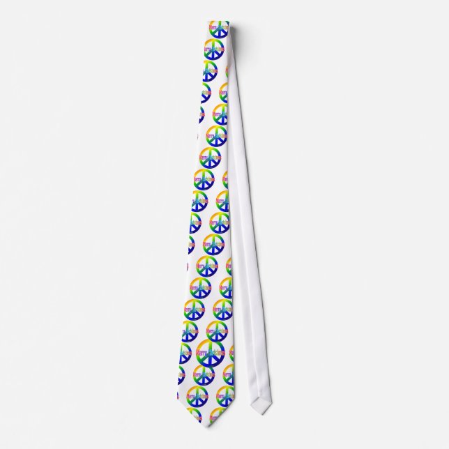Rainbow Peace Sign with Merry Christmas! Tie (Front)