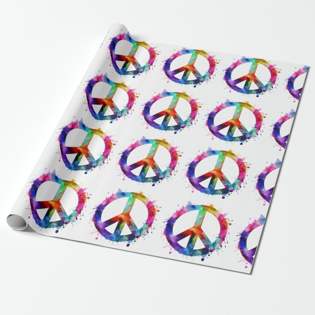 Rainbow Peace Sign Wrapping Paper (Unrolled)