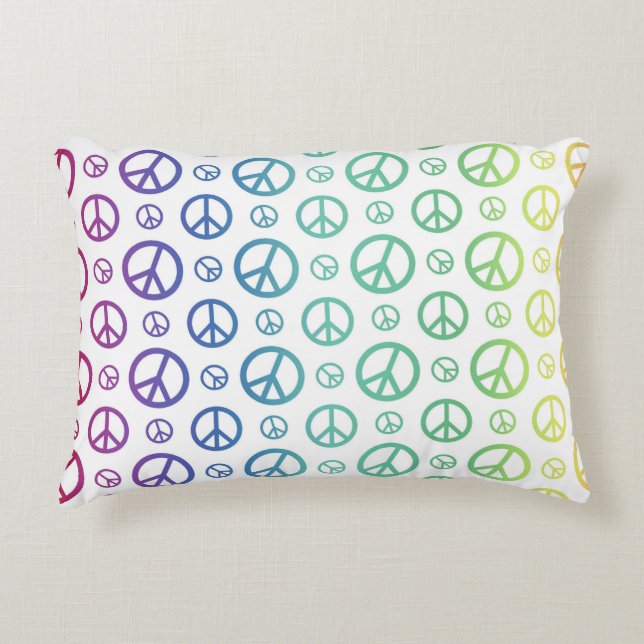 Rainbow Peace Signs Decorative Cushion (Front)