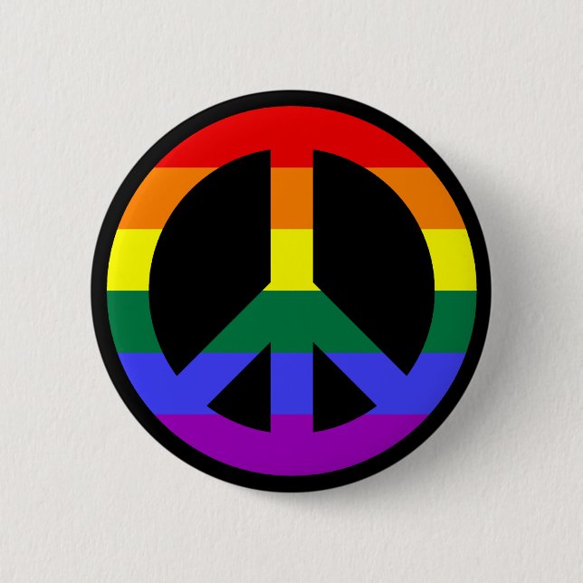 Rainbow Peace Symbol 6 Cm Round Badge (Front)