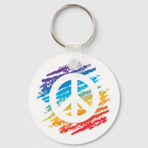Rainbow Peace Symbol Key Ring