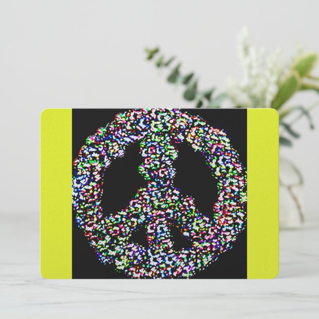 Rainbow peace symbol New Year flat Holiday Card (Standing Front)