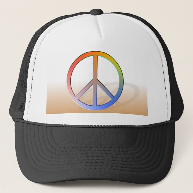 Rainbow Peace Symbol Trucker Hat (Front)