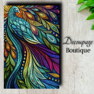 Rainbow Peacock Decoupage Tissue Paper