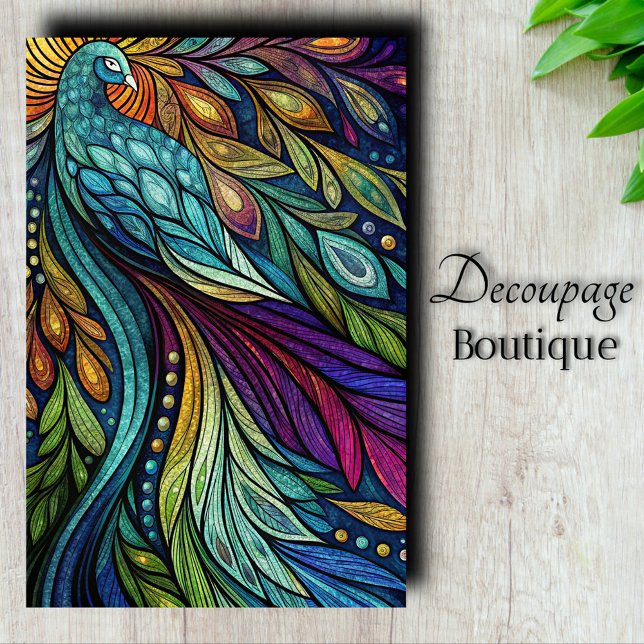 Rainbow Peacock Decoupage Tissue Paper (Rainbow Peacock Decoupage Tissue Paper)