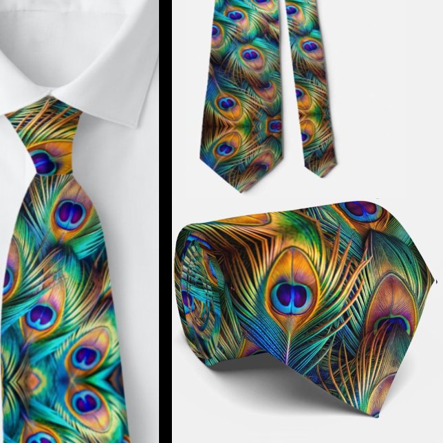 Rainbow Peacock Feathers Tie (Creator Uploaded)