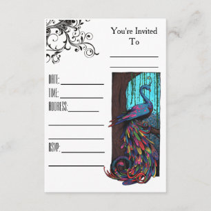 Rainbow peacock invitation