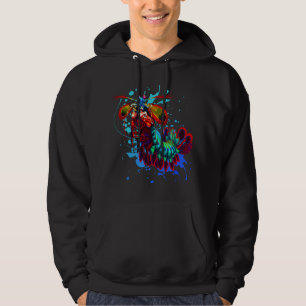 Rainbow Peacock Mantis Shrimp Blue Splash Hoodie