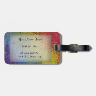 Rainbow Peacock Marble Luggage Tag