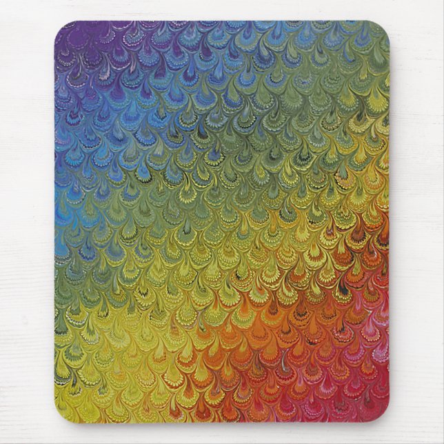 Rainbow Peacock Marble Mouse Pad (Front)