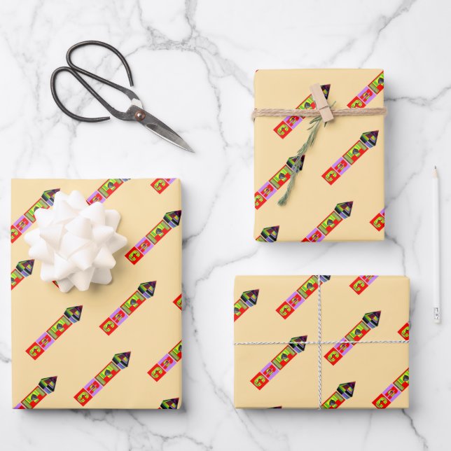 Rainbow Pen Gift  Wrapping Paper Sheet (Front)