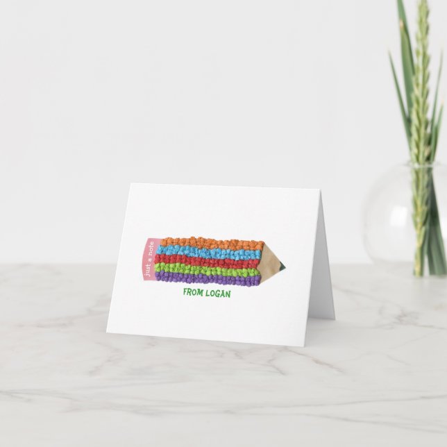 Rainbow pencil personalised notecards (Front)