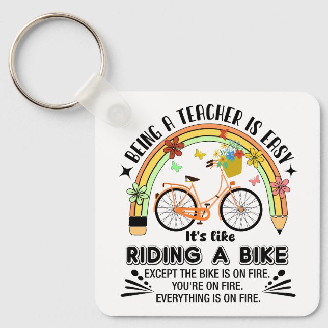 rainbow pencil Teacher Appreciation,funny Teacher  Key Ring (Front)