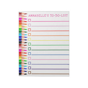 Rainbow Pencils and Boxes To Do List Personalize Notepad