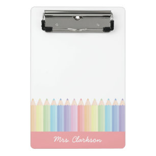 Rainbow Pencils Personalised Teacher Mini Clipboard