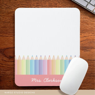 Rainbow Pencils Personalised Teacher Mouse Pad
