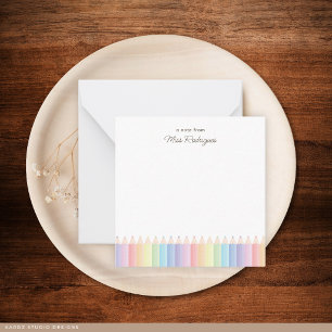 Rainbow Pencils Personalized Teacher Note Card