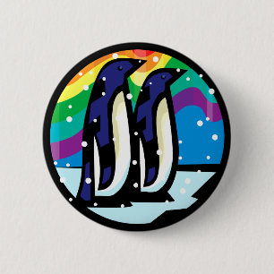 Rainbow Penguin 6 Cm Round Badge