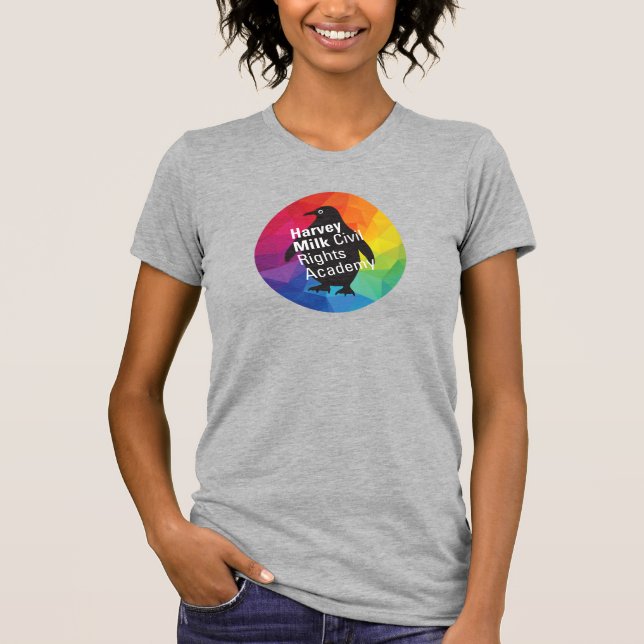 Rainbow Penguin - Adult Slim Fit, Grey T-Shirt (Front)