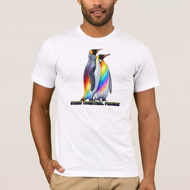 Rainbow Penguin Pride Stand Together T-Shirt (Front)