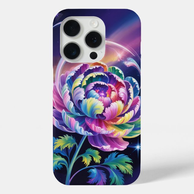 Rainbow Peony in Cosmic Bloom Case-Mate iPhone Case (Back)