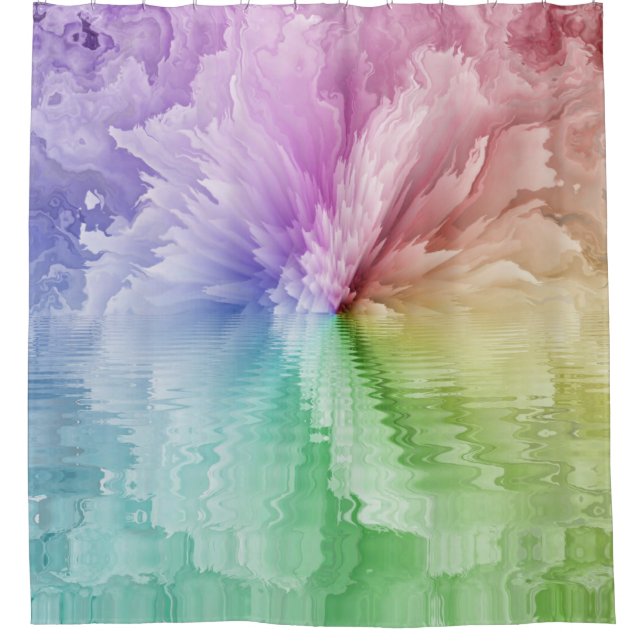 Rainbow Peony Tie Dye Hippie Shower Curtain (Front)