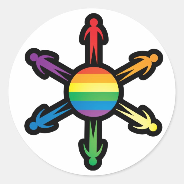 Rainbow People Circle Classic Round Sticker (Front)
