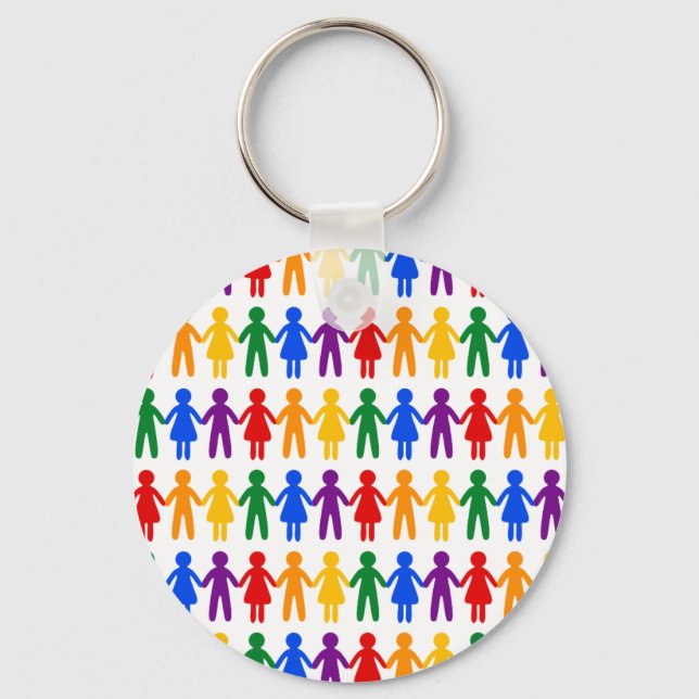 Rainbow People Pattern Key Ring (Front)