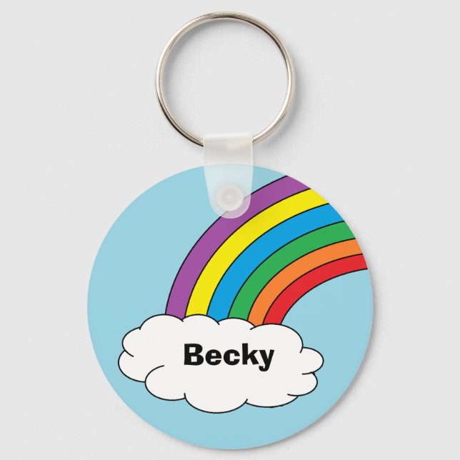 Rainbow Personalised Key Ring (Front)