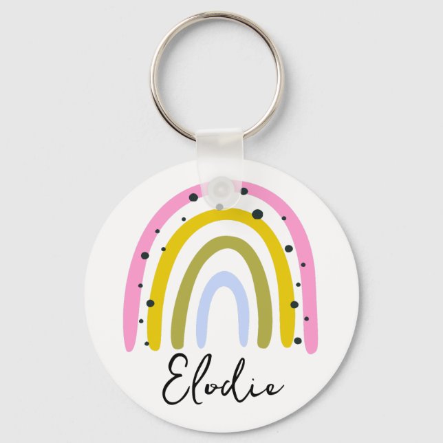 Rainbow Personalised Name Keychain Custom Gift (Front)