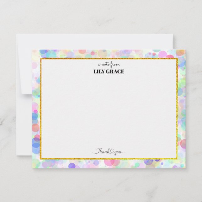 Rainbow Personalised Name Monogram, Thank You Gift Card (Front)