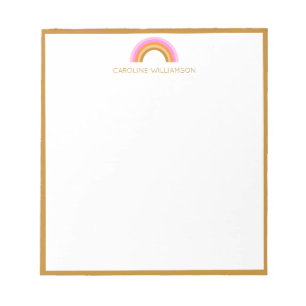 Rainbow Personalised Name Retro Boho Teen Girl Notepad