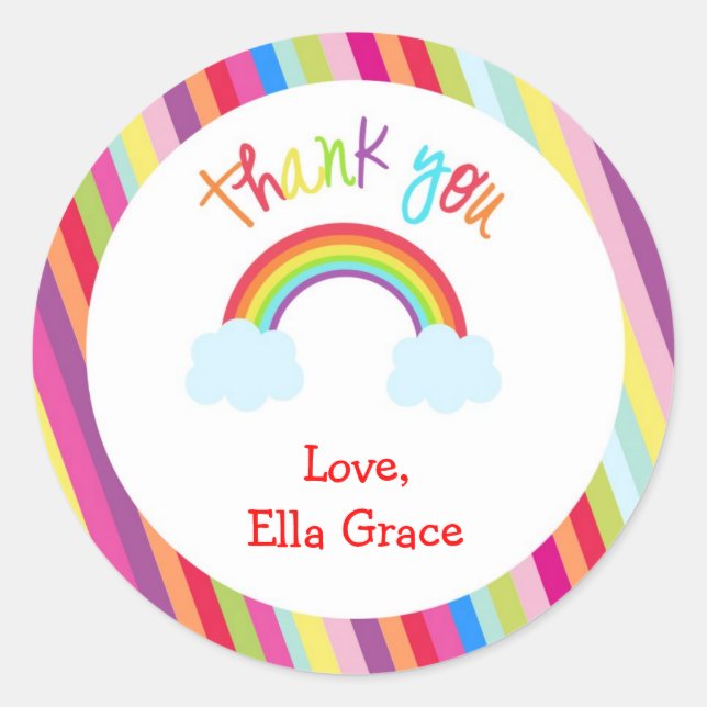 Rainbow Personalised Thank You Favour Stickers (Front)
