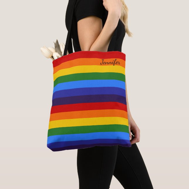 Rainbow Personalised Tote Bag (Close Up)