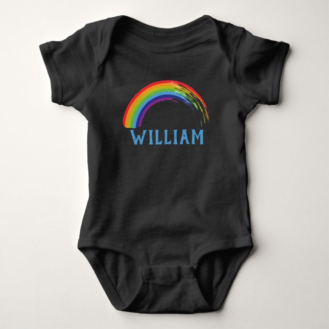 Rainbow Personalized Baby Jersey Bodysuit (Front)